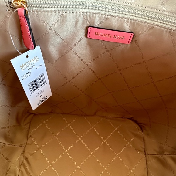 Michael Kors Kimber Large Bucket Shoulder Tote Bag Natural Tea Rose - Picture 9 of 12
